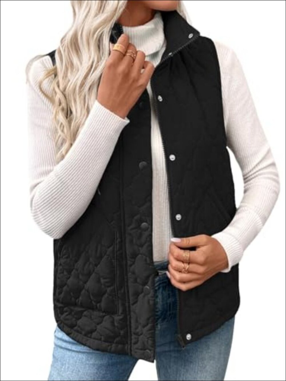 EVALESS Womens Lightweight Quilted Puffer Vest Sleeveless Zip Up Outerwear